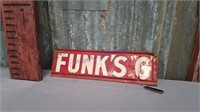 Funk's "G" tin sign, two-sided