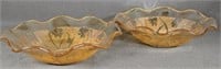 Pair Of Iris & Herringbone Carnival Glass Bowls