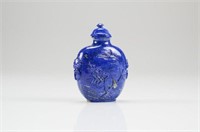 CHINESE LAPIS LAZULI CARVED SNUFF BOTTLE