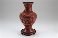 CHINESE CINNABAR LACQUER CARVED VASE