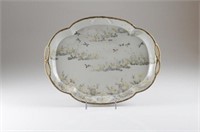 JAPANESE LARGE YOKOHAMA WARE PAINTED TRAY DISH