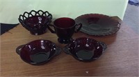 Lot Of Assorted Ruby Red Glass