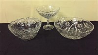 2 Glass Bowls And Compote