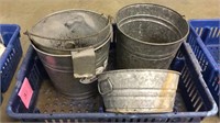 4 Vintage Galvanized Buckets