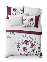 7 Piece Bed-in-a-bag Purple Floral Bed
