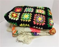 Two Hand Made Crocheted/Knitted Throws