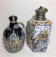 Musical Decanter and Hand Painted Lidded