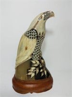 Water Buffalo Horn Carved Eagle Figurine
