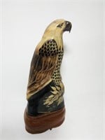 Water Buffalo Horn Carved Parrot Figurine