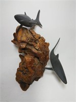 John Perry Sharks on Driftwood Artwork