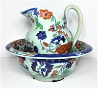 Hand Painted Wash Pitcher & Basin