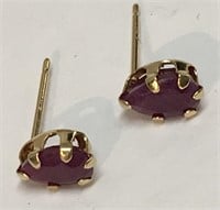 14k Gold And Ruby Earrings