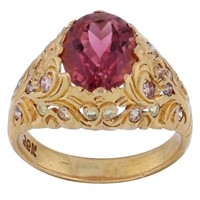 22kt Gold Pink Tourmaline and diamond Ring