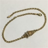 14k Gold Bracelet / Anklet With Rose Design