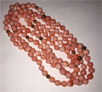 Coral Beaded Necklace With Gold Accent Beads