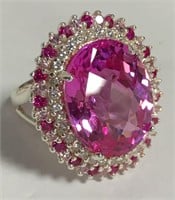 Sterling Silver Ring With Pink And Clear Stones