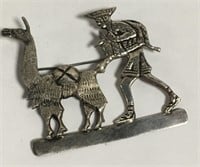 Peru Sterling Silver Figural & Llama Pin