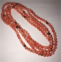 Coral Bead Necklace With Gold Accent Beads