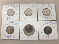 6 canadian nickels 1967 (rabbit)