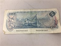 1 canadian 1979 five dollar note