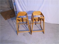 2 Wooden Restaurant High Chairs