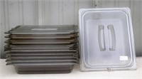 6 2.5" deep  third size pans with lids