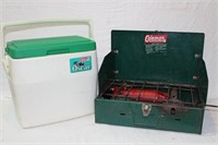 Coleman cooler and camp stove