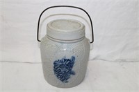 Glazed handled crock jar 6"H