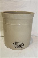 Madalta open mouth crock 7.75"H with chipped lid