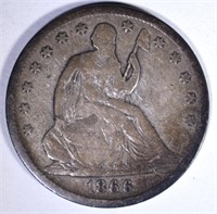 1866-S SEATED HALF DOLLAR, FINE