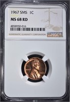 1967 SMS LINCOLN CENT NGC MS68RD