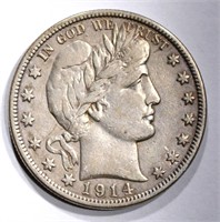 1914-S BARBER HALF DOLLAR, VF