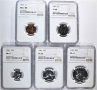 1961 COMPLETE PROOF SET ALL NGC PF67