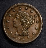 1854 LARGE CENT, XF+