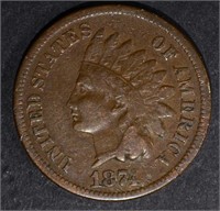 1874 INDIAN HEAD CENT, FINE+