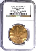 1933 IL HK-469A SO CALLED DOLLAR, NGC MS-64