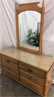 6 Drawer Dresser w/ Glass Top & Mirror Y8B