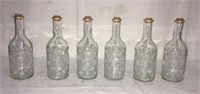 6 Summer Vintage Bottles w/ Cork Lid T14A