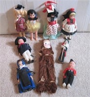 Vintage Mixed Lot 9 Small Costumed Dolls U16C