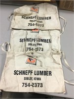 3 nail aprons from Schnepf Lumber in Sibley, Iowa
