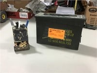 Metal ammo box and tin matchbox