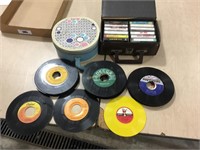 45 rpm records and cassettes