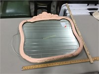 Beveled mirror with painted wood frame