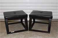 Leather and Wood Foot Stools