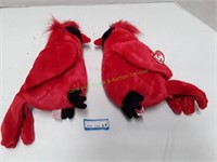 Two (2) Large Beanie Babies Red Birds