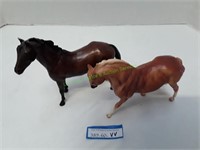 Two (2) Vintage Bryer Horses Chips On Ears