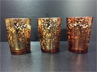 Set Of 3 Gold Mercury Candle Votives