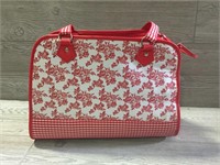 Red & White Toile Dog Purse Carrier