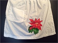 Hand Painted Poinsettia Apron