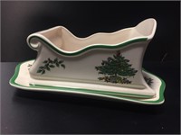 Christmas Tree Design Ceramic Sleigh & Tray